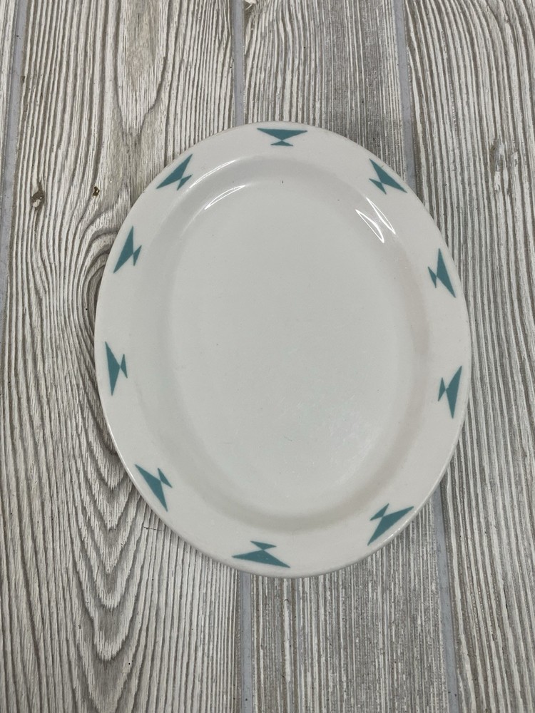 Vintage Homer Laughlin Atomic Diamond Restaurant Turquoise  7 X 5 1/2