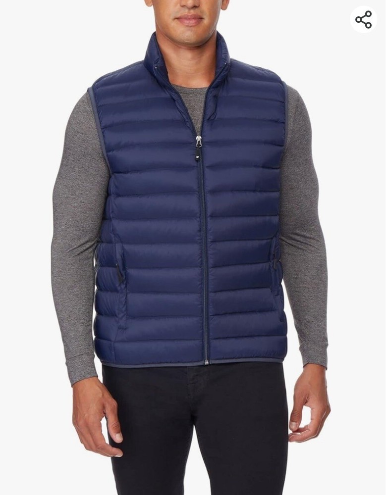 NWT 32 Degrees Men's Premium Down Packable Puffer Vest Jacket Dark Waves Sz S