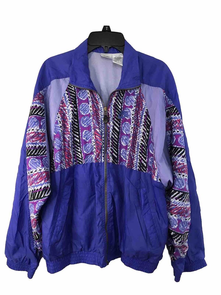 90s Nike Windbreaker Graphic Abstract Vintage Purple Colorblock Zip Up Size S-image