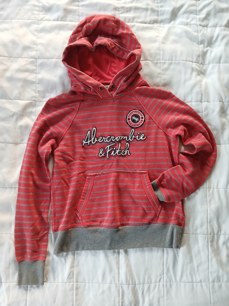 Abercrombie & Fitch Hoodie Striped Patched Cotton Blend Womens Size Medium