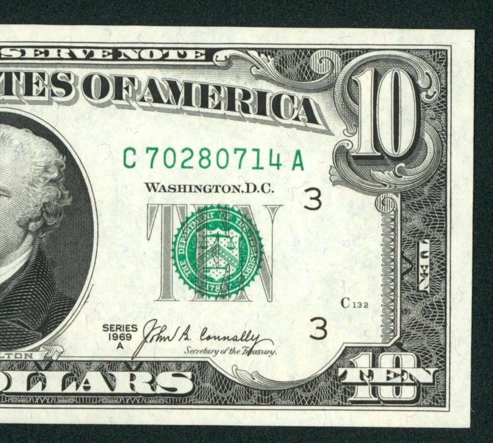 $10 1969 (Choice/ Gem) Federal Reserve Note ** Paper Currency Auctions