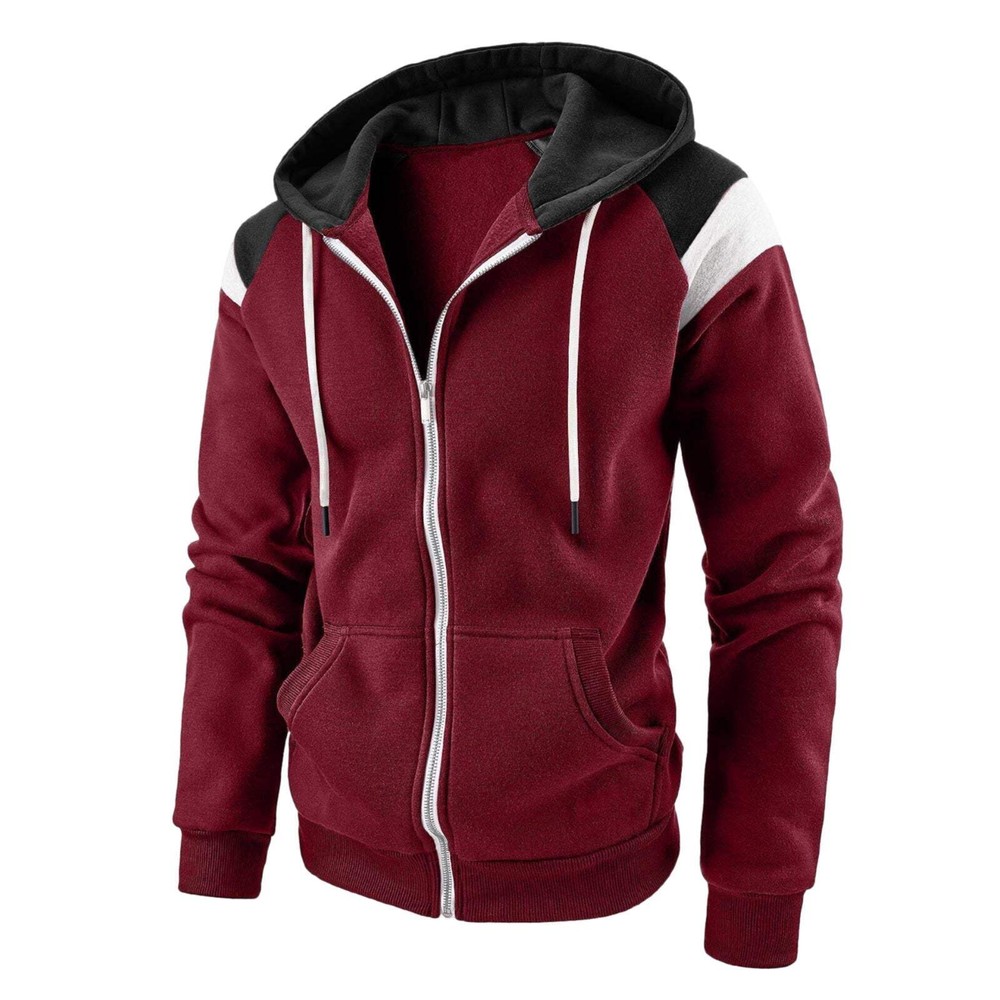 Men's Colorblock Graphic Hoodie with Drawstring and Long Sleeves