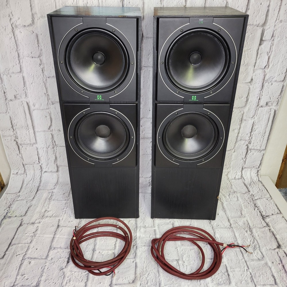 Vintage KEF C75 Uni-Q Technology Speakers Floor Standing 29in Cables Works 100%