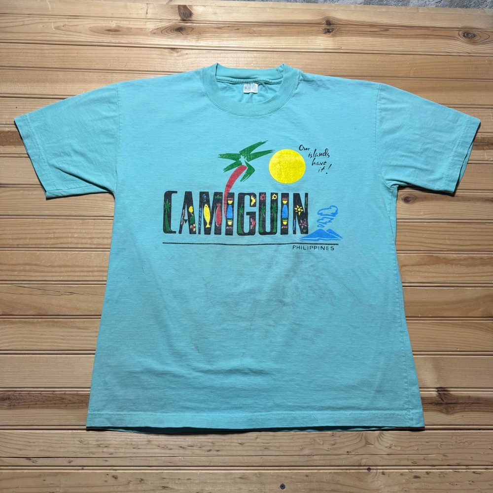 Vintage 90s Camiguin Island Philippines Beach Tropical Souvenir T-Shirt - Large