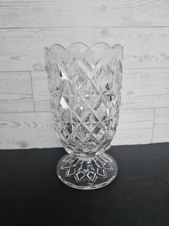 Diamond Waffle Footed Celery Vase US Glass # 15025 EAPG