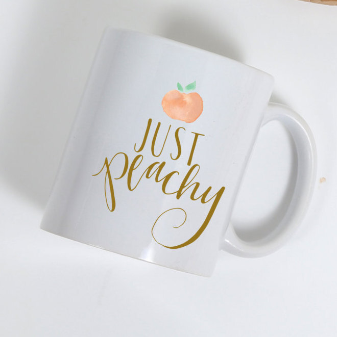 Just Peachy Cute Sarcastic Southern Peach Funny Mood Ceramic Coffee 11 Oz. Mug