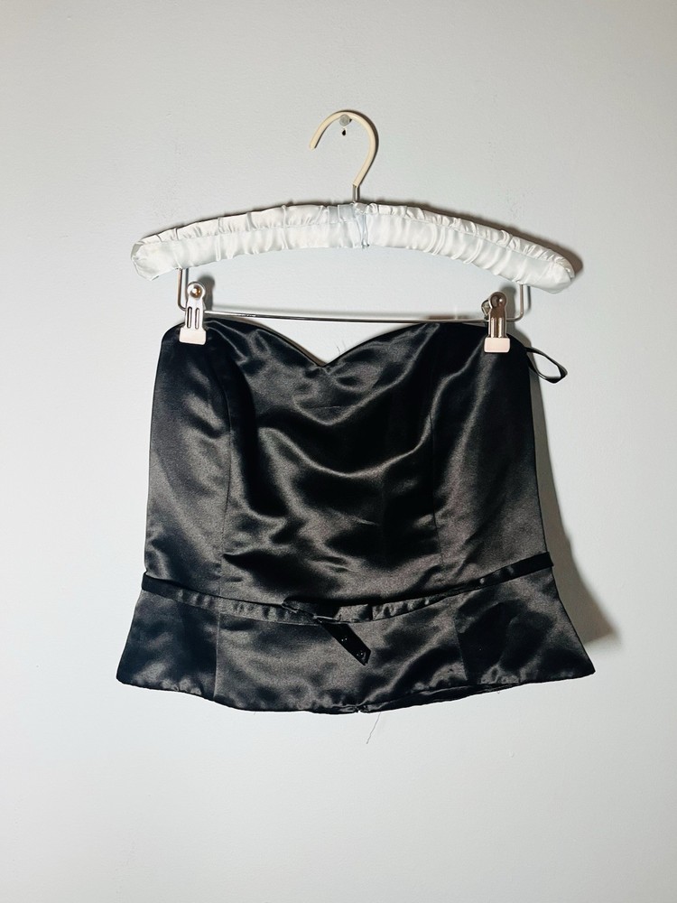 White House Black Market Satin Corset Bustier Women’s Size M Top Holiday Belted