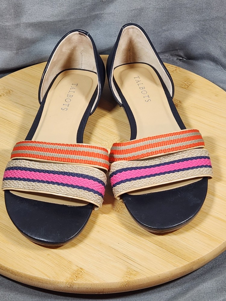 Talbots D’orsay Flats Women 7.5 M Sandals Shoes Summer Open Toe Slip On Travel