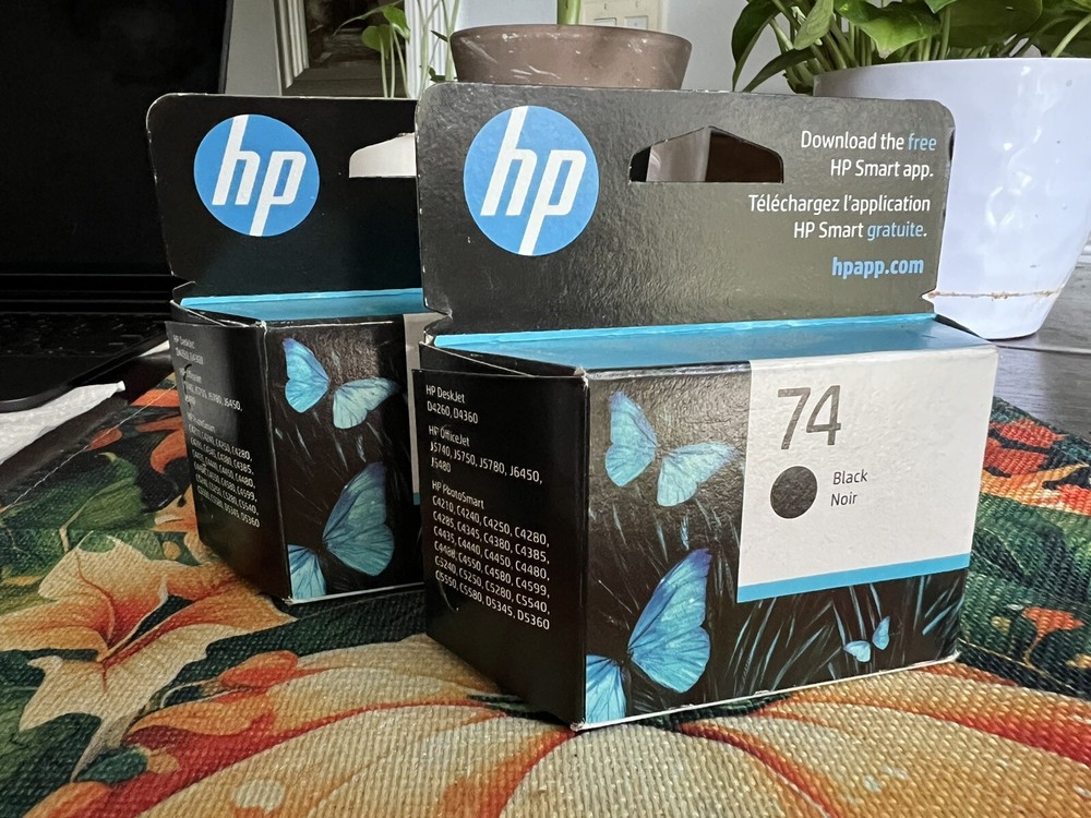 NEW Set Of 2 Genuine HP 74 Black High Yield Ink Cartridges