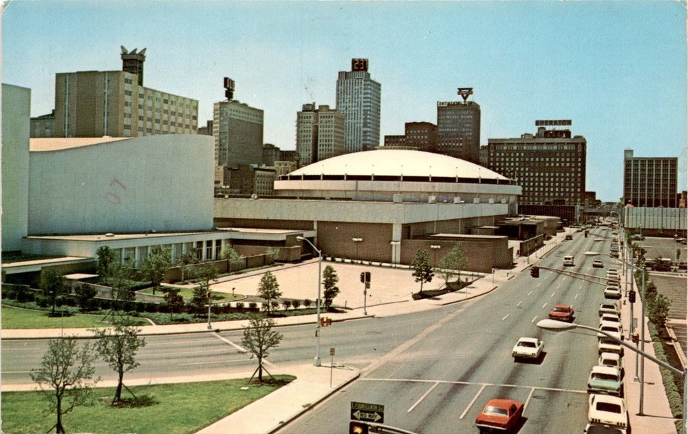 SKYSCRAPER SKYLINE, FORT WORTH, TEXAS, Tarrant County Convention Postcard