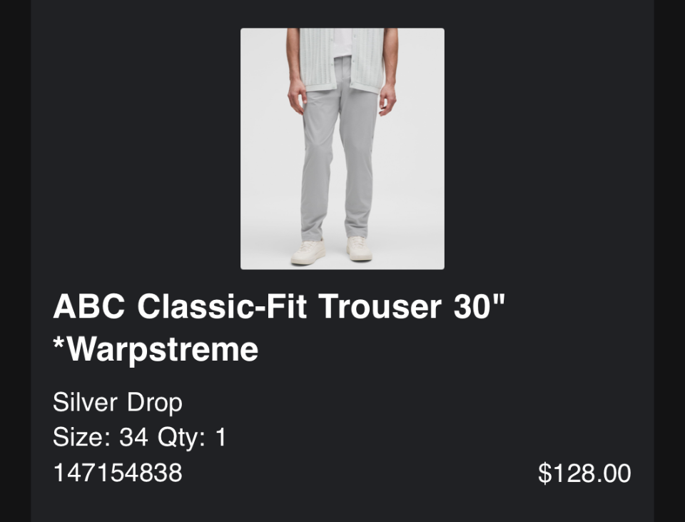 Lululemon Classic Fit Trouser 34