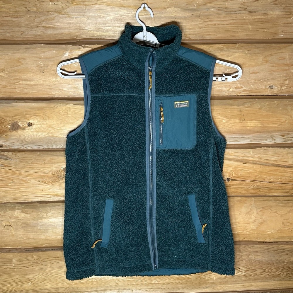 LL Bean Mountain Sherpa Fleece Full Zip Vest Men’s Size Large Tall Green