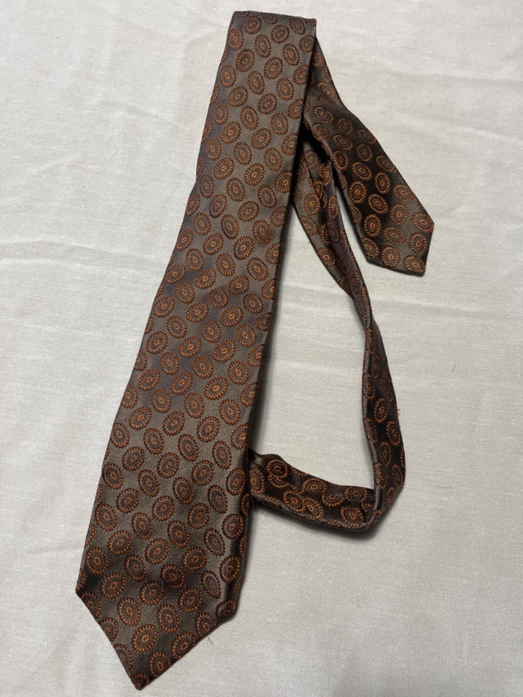 Kiton Silk Tie Brown Geometric Self Lined 7 Fold