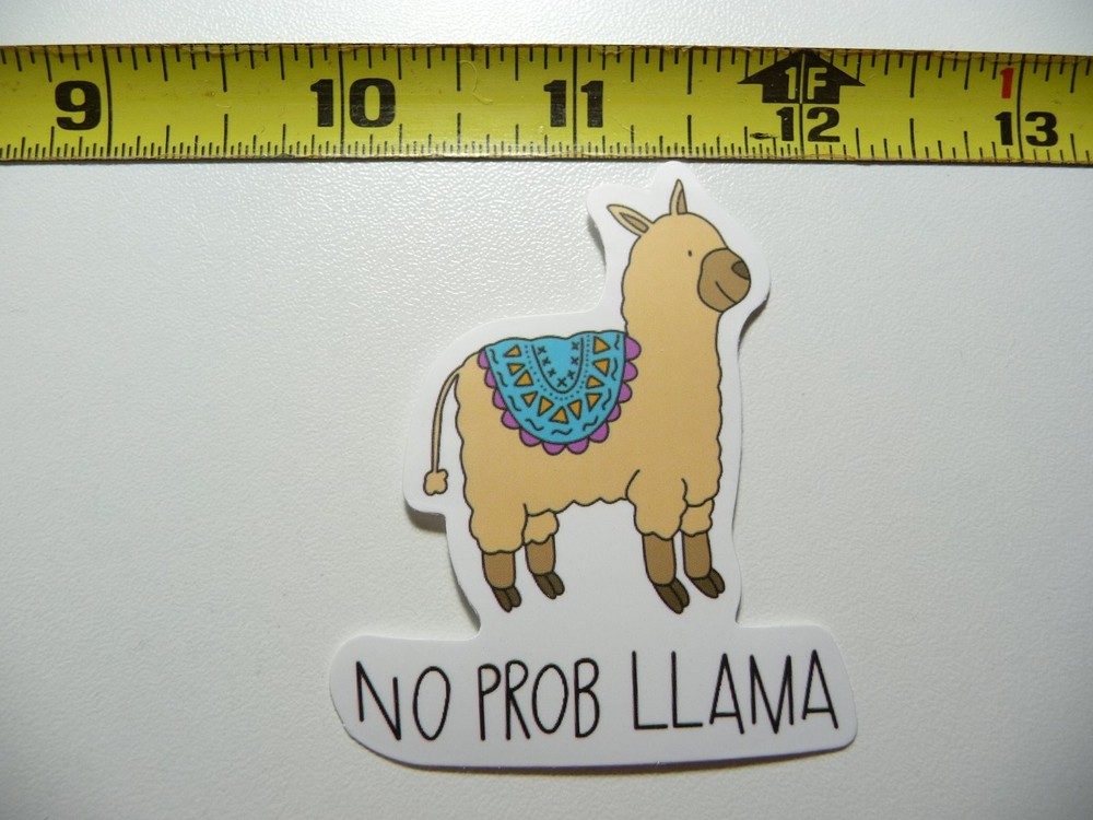 No Probllama Decal Sticker - Smiling Farm Llama Looking Right