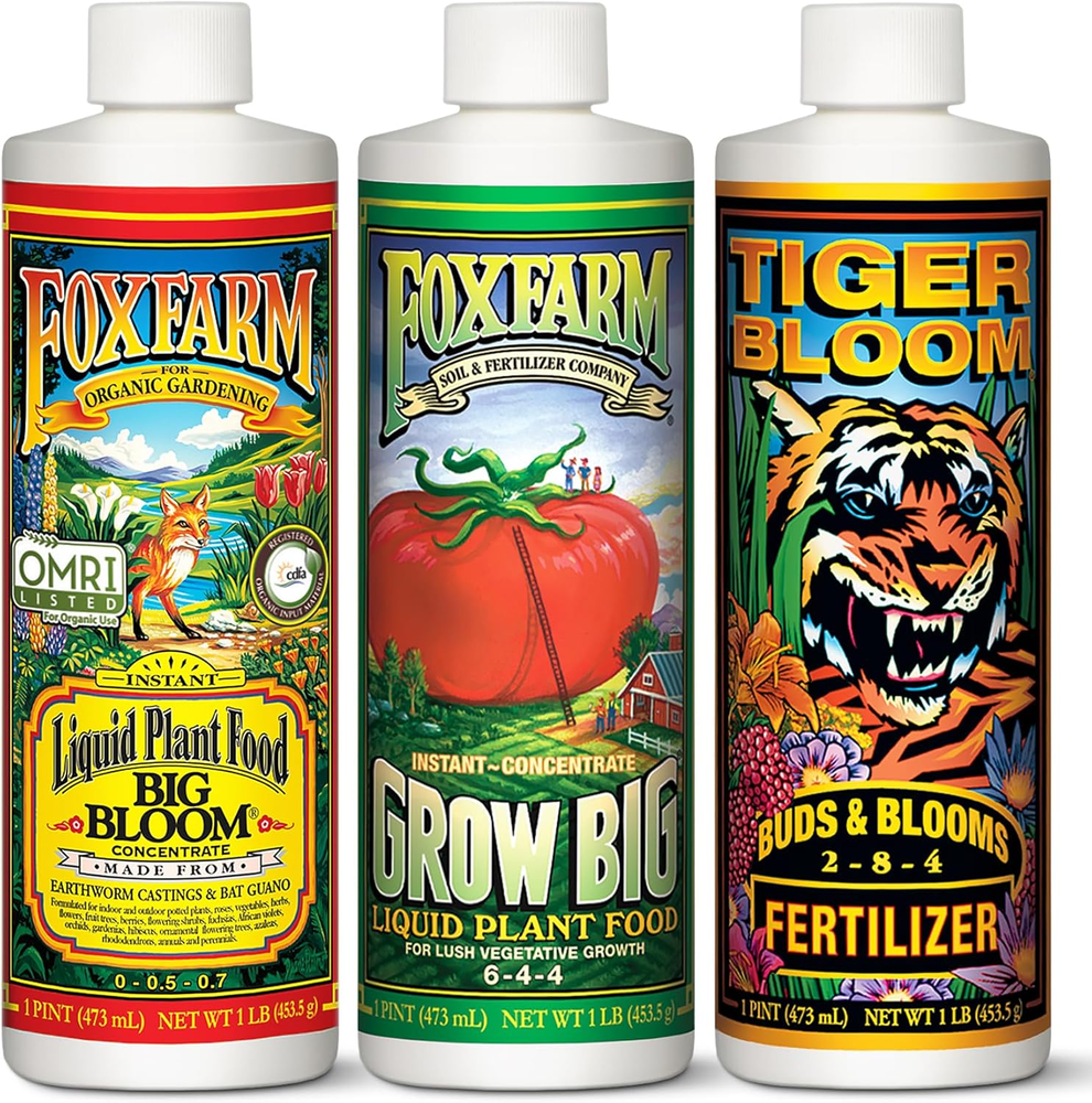 Fertilizer Soil Trio Liquid Nutrient: Tiger Bloom, Grow Big, Big Bloom Bottles -