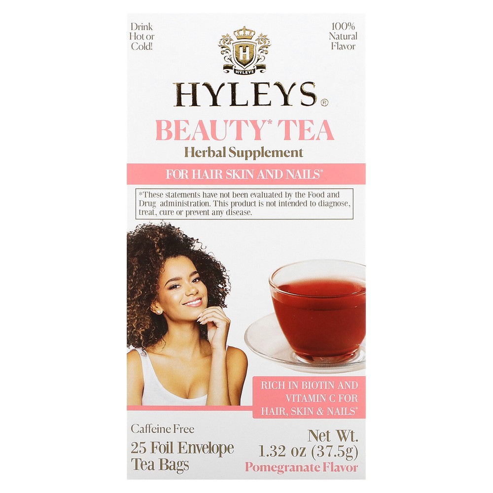 Beauty Tea, Pomegranate, Caffeine-Free, 25 Foil Envelope Tea Bags, 0.05 oz (1.5