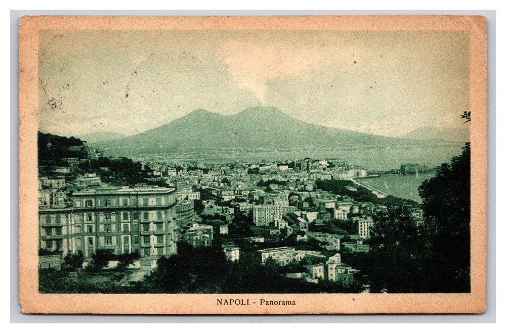 Vintage 1912 Panoramic Of Mt Vesuvius From The City Naples Italy Postcard