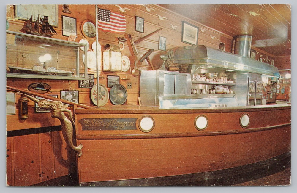 State View~Interior Of The Oyster Bar~Found 1927~Portland O.R.~Vintage Postcard