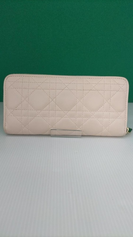 Dior Long Leather Wallet with Card Slots and Zip Closure