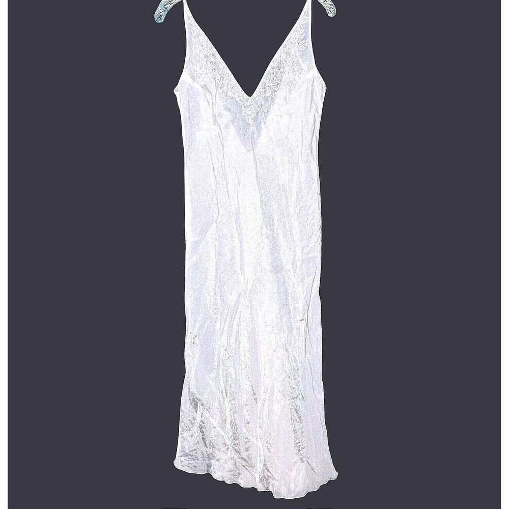 Vtg Y2K Victorias Secret Sheer Embroidered Maxi Slip Dress Medium Bridal Chemise