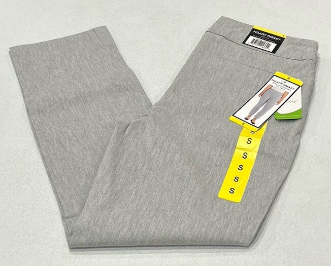 Hilary Radley Women's Mid Rise Slim Leg Built-in Tummy Control Pants, Gray, S