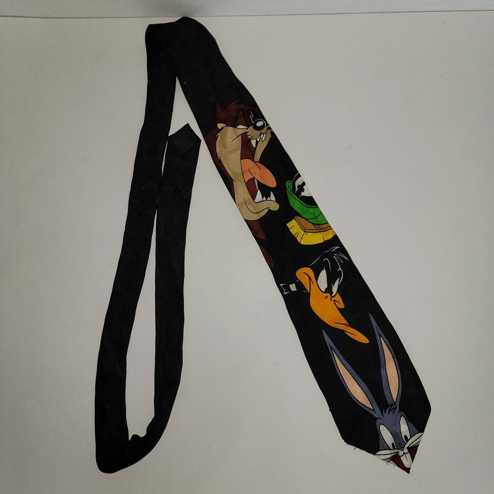 Looney Tunes Mania Tie 1996 VINTAGE handmade in Myanmar 100% silk