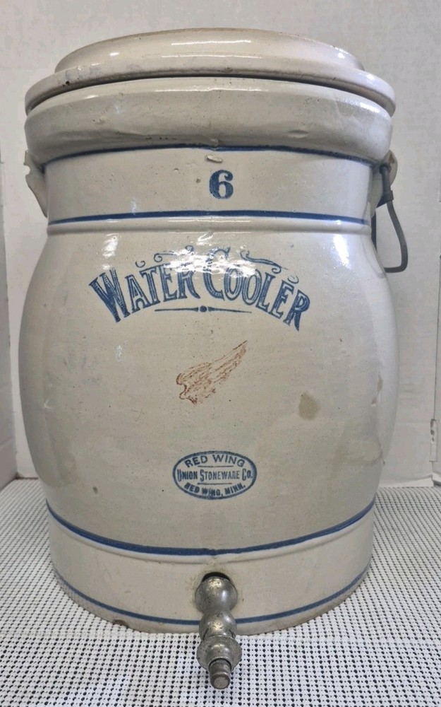 Antique Red Wing 6 Gallon Water Cooler Stoneware Crock See Notes