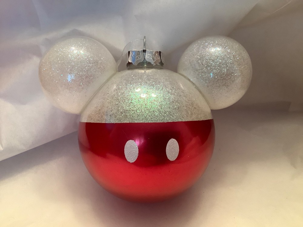 Hallmark Disney Mickey Mouse Ears Red Glass Christmas Ornament-2HCM8782.