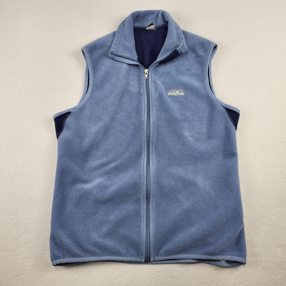 Vintage Patagonia Vest Mens Small Blue Fleece Full Zip Outdoor Hiking Made USA