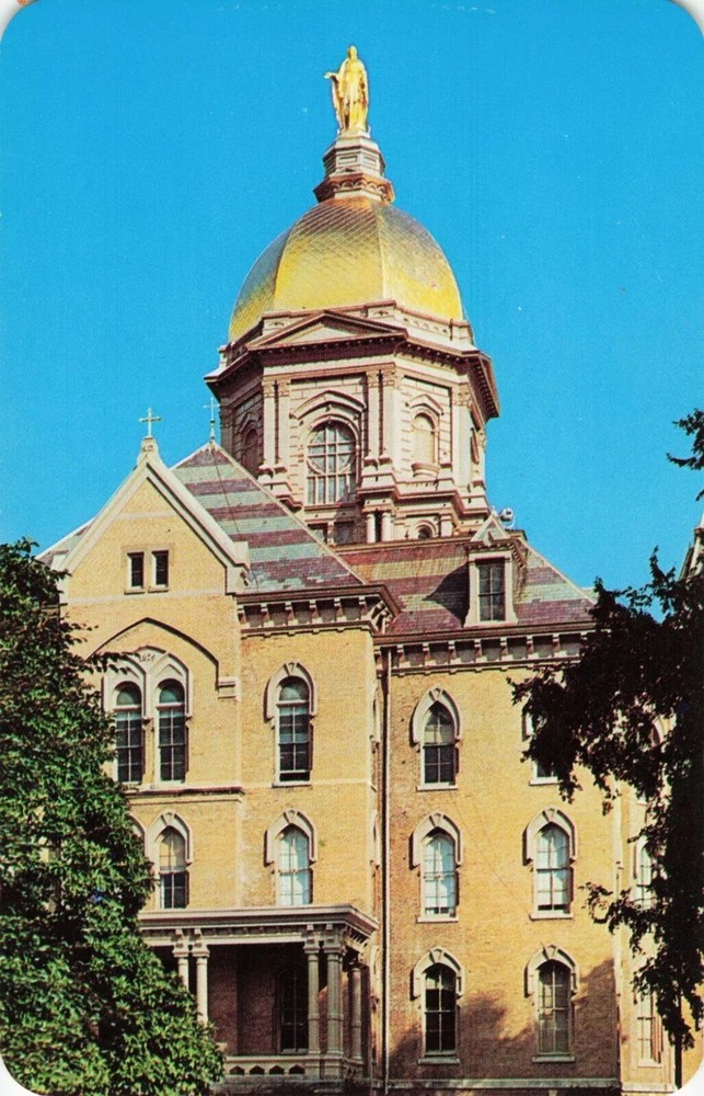 The Golden Dome - Notre Dame University - South Bend Indiana IN - Postcard