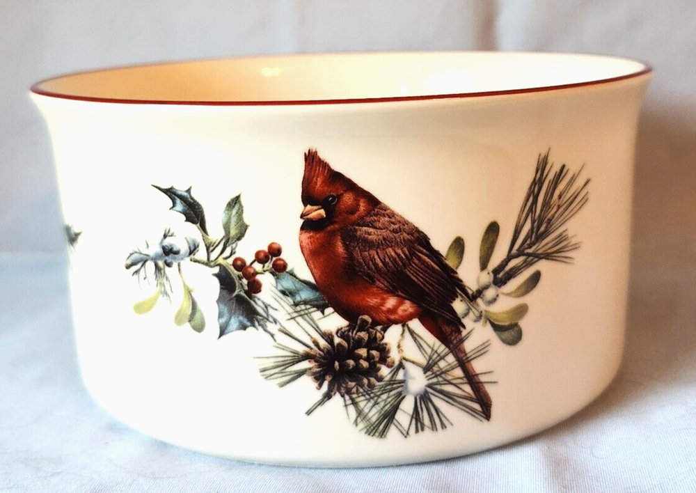 Lenox  Winter Greetings Serving Bowl 6” Christmas Cardinal