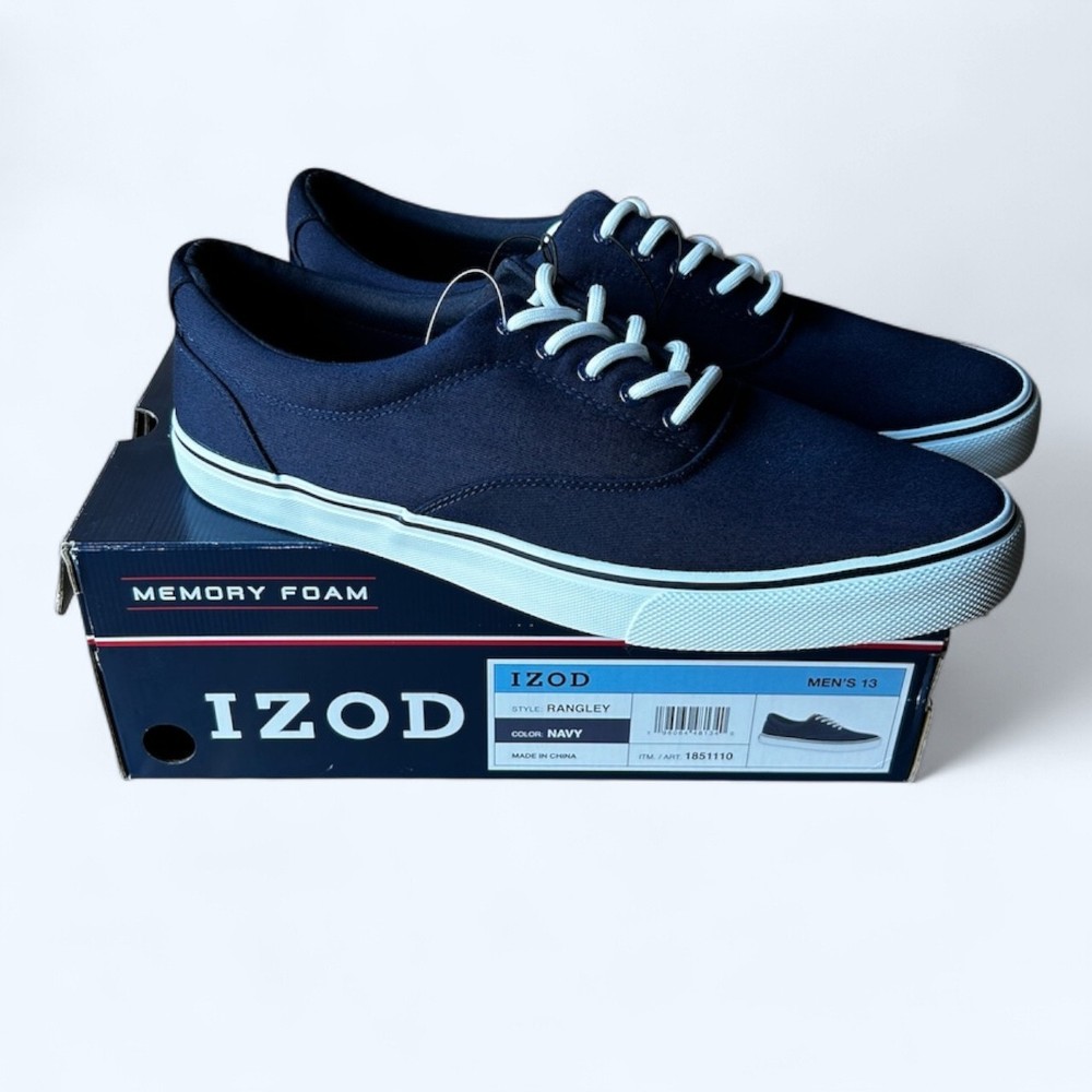 Izod Rangley Men's Lace Up Casual Canvas shoe Memory Foam Navy size 13