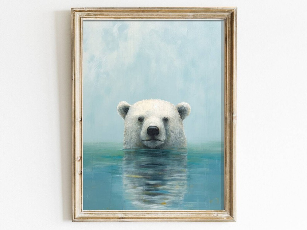 Oso Decoración de Pared Oso Polar Arte Rústico Arte de Pared Animales Baño Guardería Animales