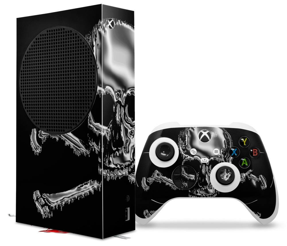 Skins XBOX Series S Console Controller Chrome Skull on Black