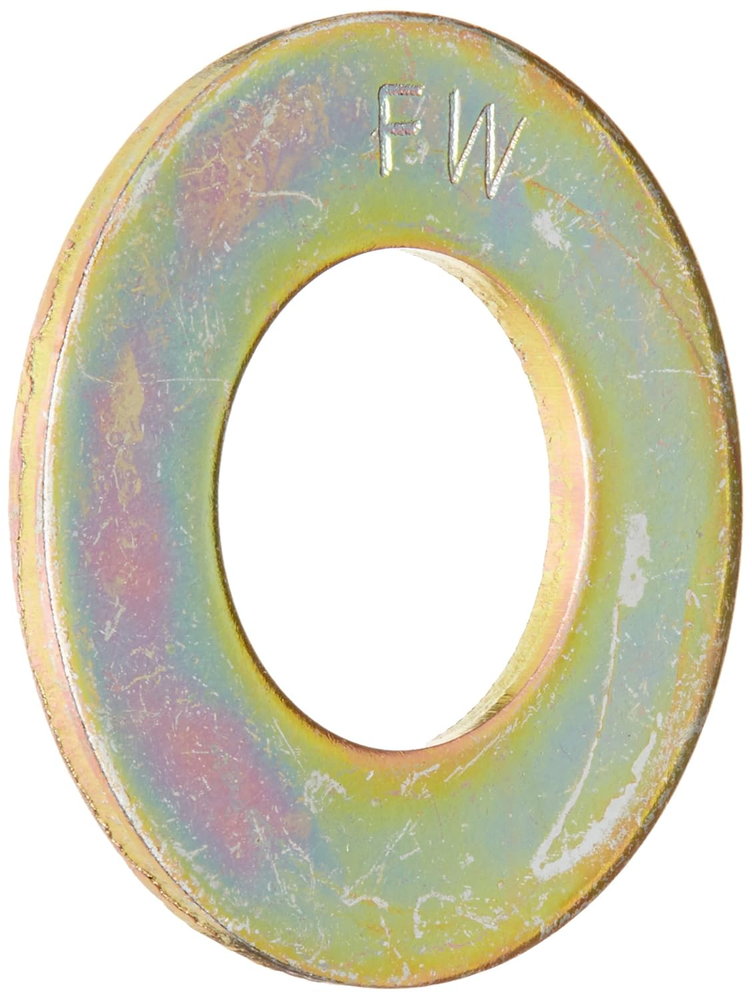 Steel Flat Washer, Zinc Yellow Chromate Plated Finish, Grade 8, ASME B18.22.1,