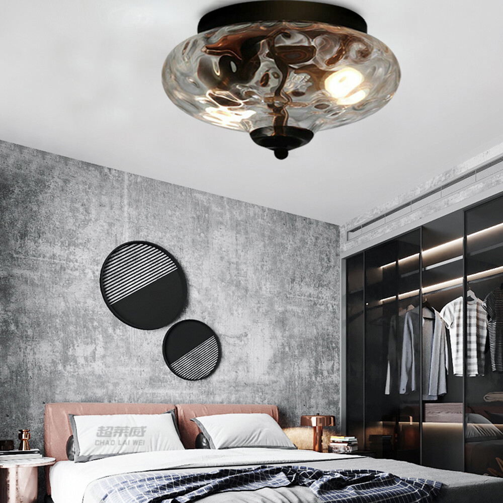 Modern Pineapple Ceiling Lamp with Crystal Glass Flush Mount Fixture US