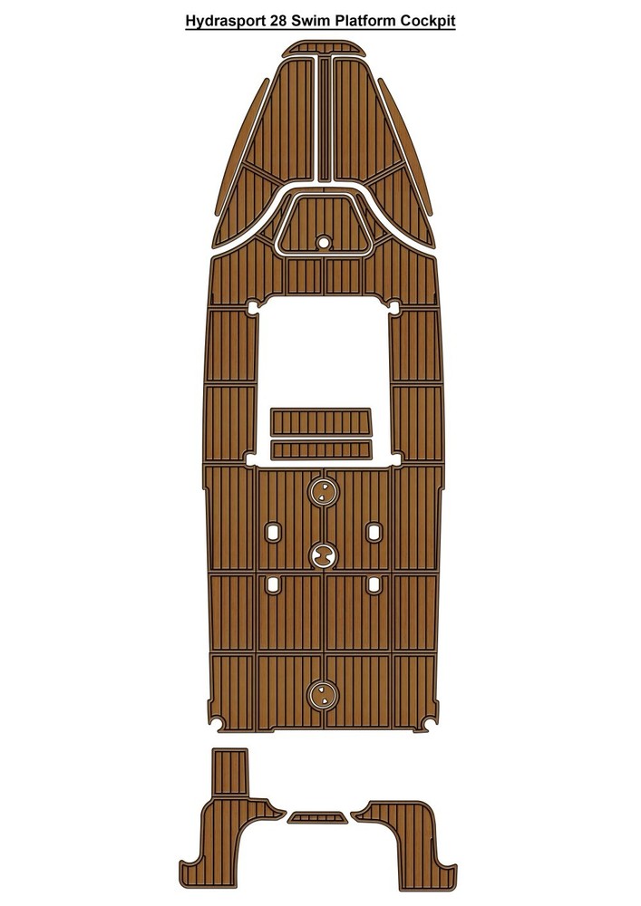 Hydrasport 28 Swim Platform Cockpit Pad Boat EVA Foam Faux Teak Deck Floor Mat