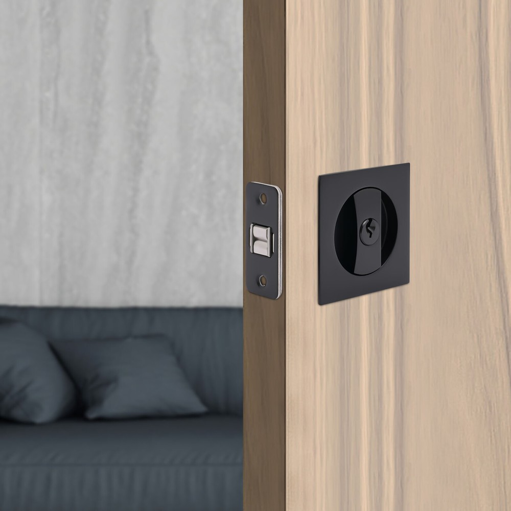 Square Sliding Door Lock - Privacy Barn Pocket Entry Latch in Zinc Alloy