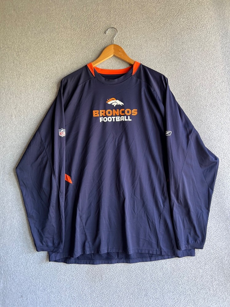 Denver Broncos Football Reebok Shirt Mens XL Navy Blue Longsleeve Pullover
