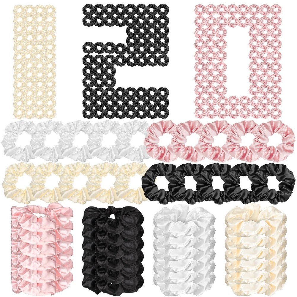 120-Piece Silk Satin Scrunchies for Women - Soft Hair Ties & Elastics