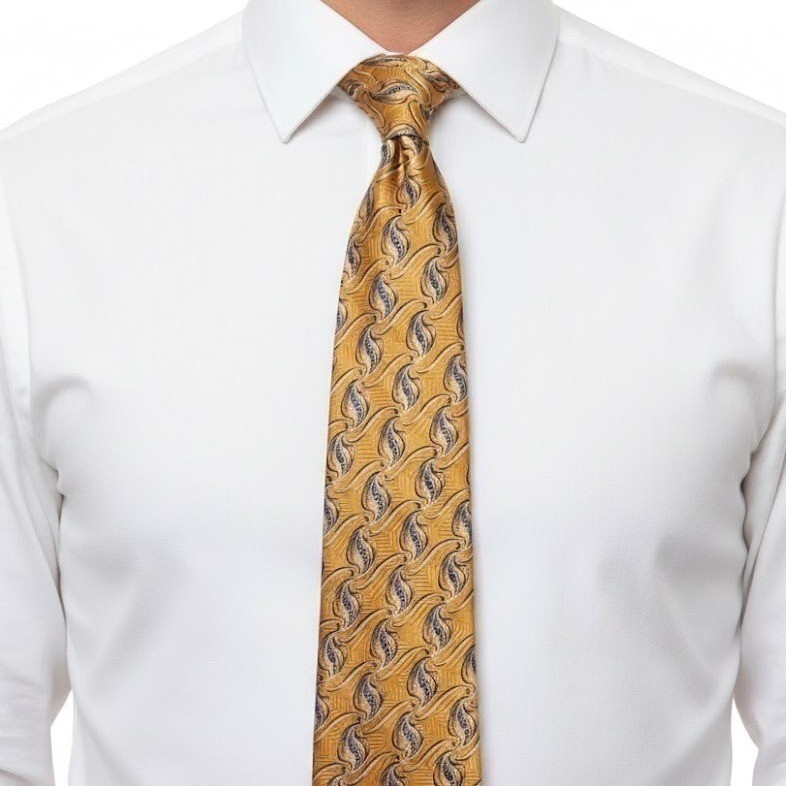 Robert Talbott Best Class Silk Tie Gold Blue Paisley Luxury Men Necktie Business
