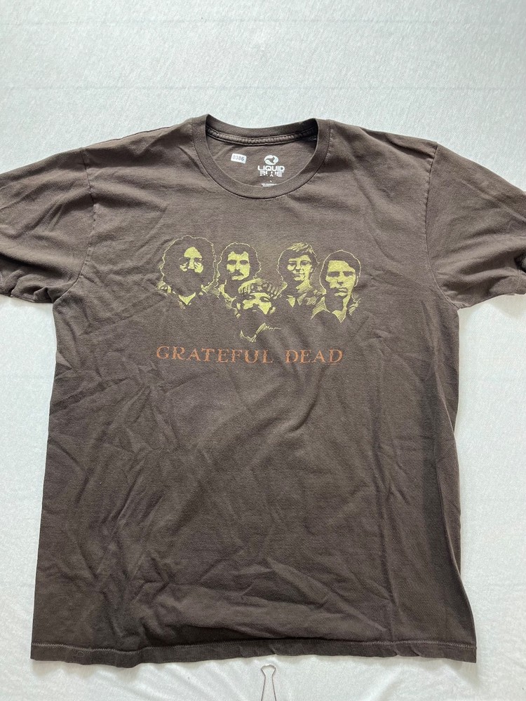 grateful dead t shirt liquid blue label brown size L