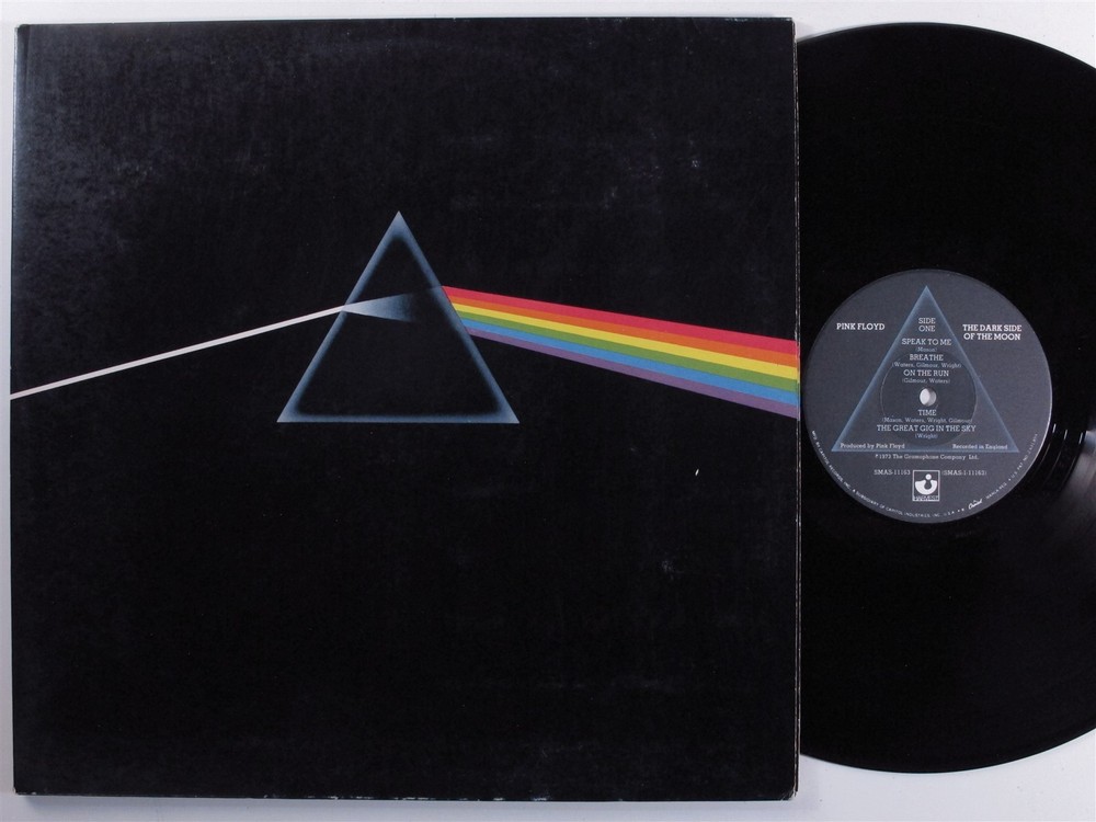 PINK FLOYD Dark Side Of The Moon HARVEST LP VG+ gatefold w/ posters & stickers f