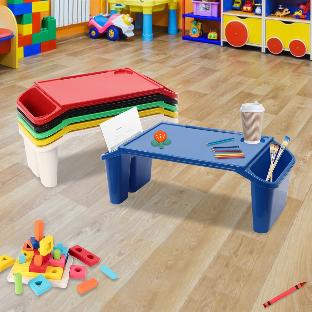 6-Piece Kids Lap Desk Set with Side Slots – Lightweight PP Plastic Tray