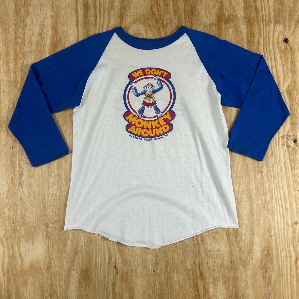 VTG APE We Don't Monkey Around 3/4 Sleeves L/S Tee Men's Medium Multicolor 90's