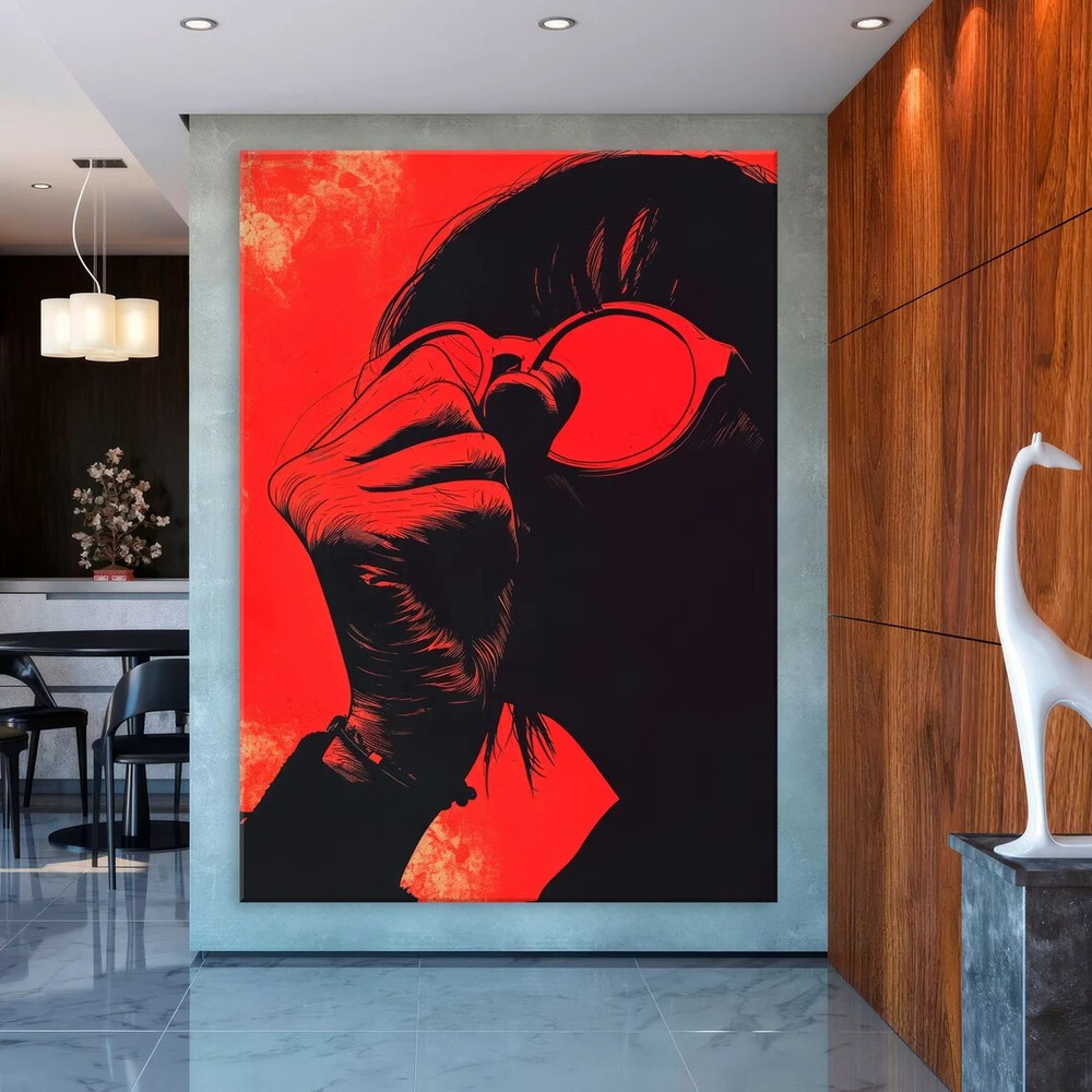 Red Black Abstract Woman Art Painting Wall Art Canvas Unframed Print Art