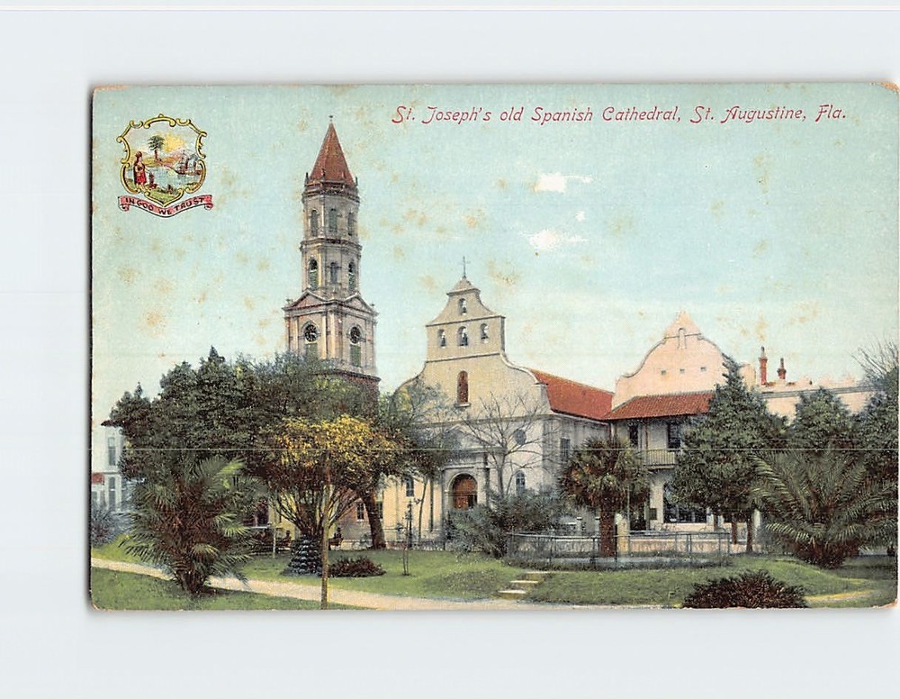 Postcard St. Joseph's Old Spanish Cathedral St. Augustine Florida USA