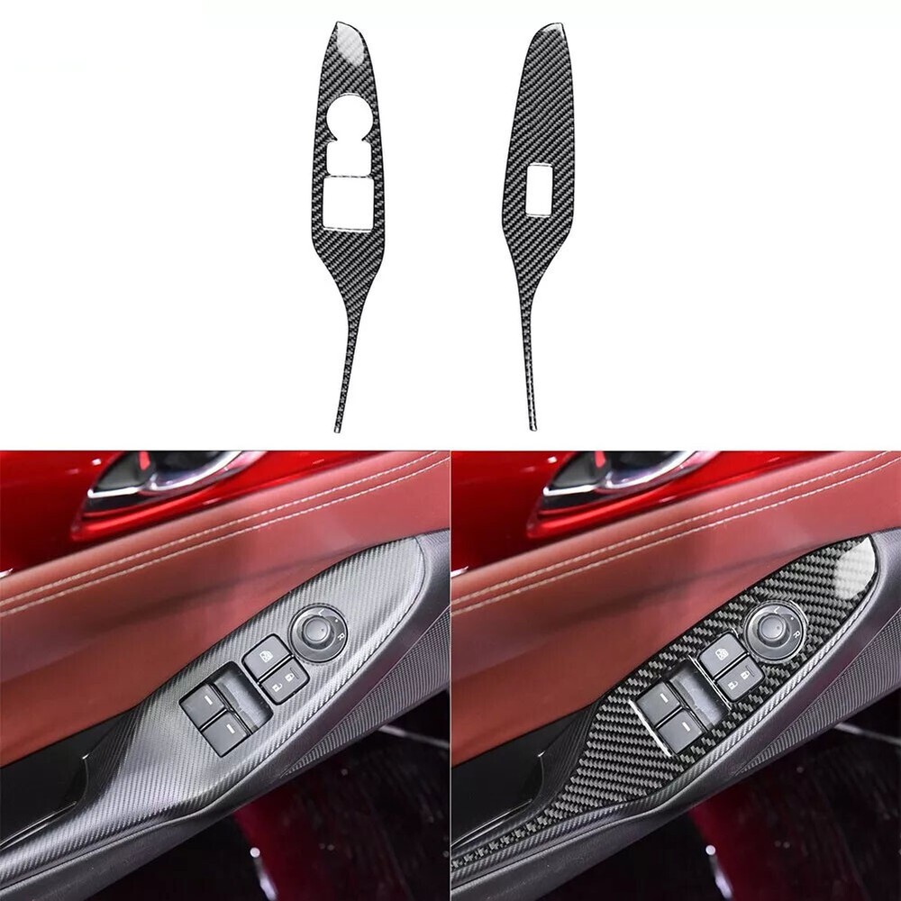 For Mazda MX-5 Miata 2016-20 Interior Window Lift Switch Panel Carbon Fiber Trim