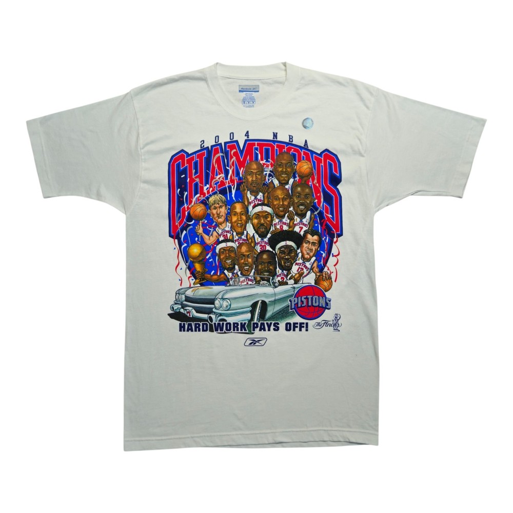 Vintage Detroit Pistons 2004 Champs Reebok Caricature T Shirt New