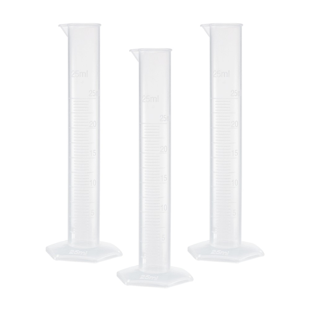 3-Piece 25ml Clear Graduated Cylinders for Chemical Measuring